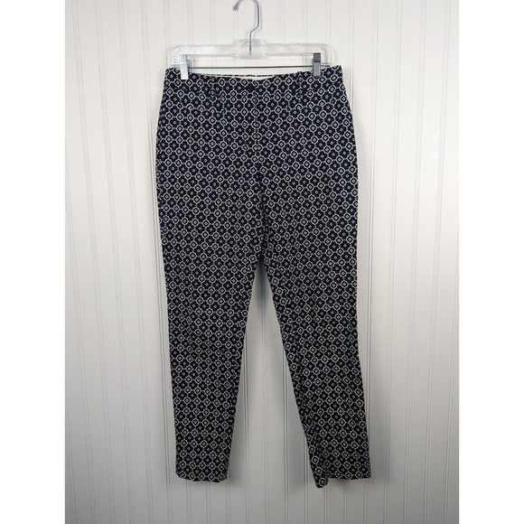 Brooks Brothers Blue White Geometric Natalie Fit Trouser‎ Dress Pants 6 - Picture 1 of 4